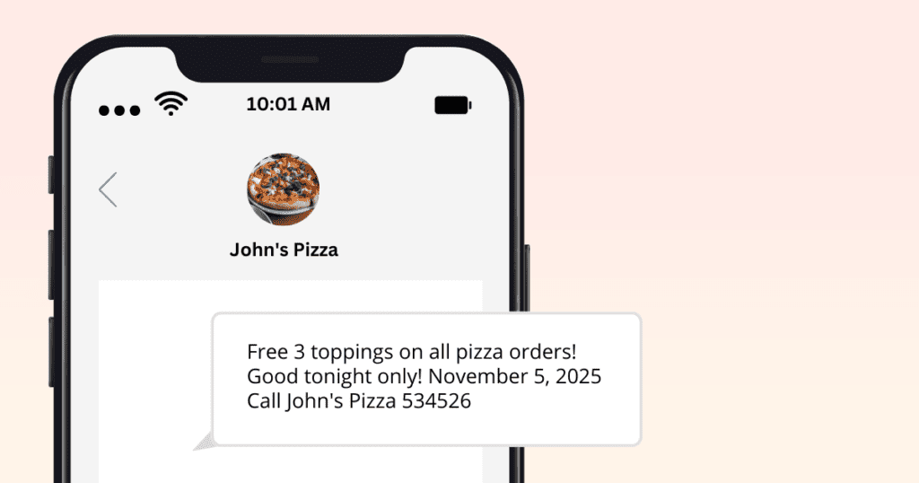 pizza specials - text messaging